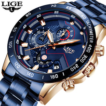 Load image into Gallery viewer, LIGE 2020 New Fashion Mens Watches with Stainless Steel Top Brand Luxury Sports Chronograph Quartz Watch Men Relogio Masculino