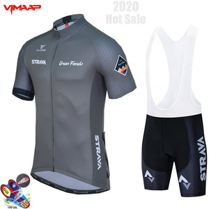 2020 New STRAVA Summer Cycling Jersey Set Breathable Team Racing Sport Bicycle Jersey Mens Cycling Clothing Short Bike Jersey NW