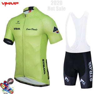 2020 New STRAVA Summer Cycling Jersey Set Breathable Team Racing Sport Bicycle Jersey Mens Cycling Clothing Short Bike Jersey NW