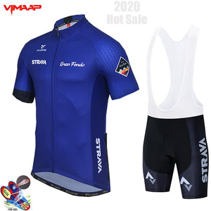 2020 New STRAVA Summer Cycling Jersey Set Breathable Team Racing Sport Bicycle Jersey Mens Cycling Clothing Short Bike Jersey NW