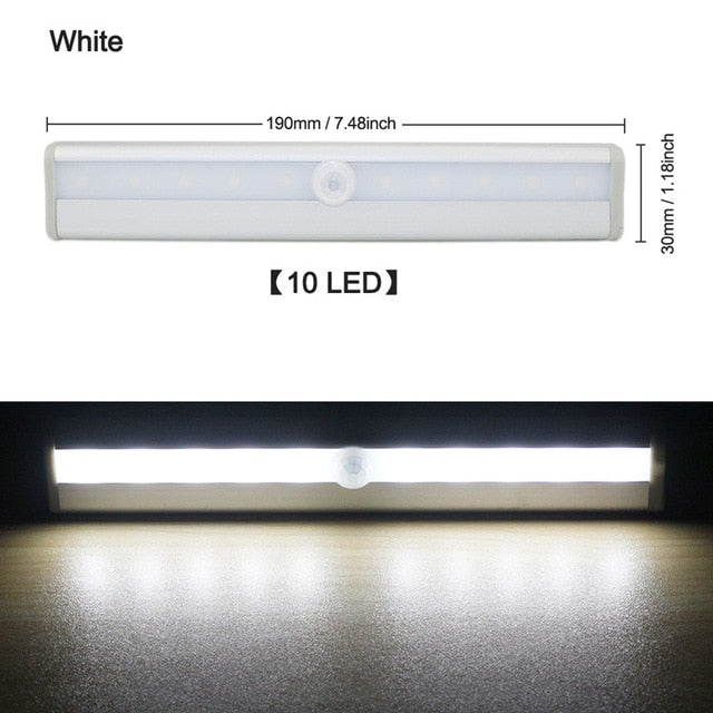 Wireless LED Under Cabinet Light PIR Motion Sensor Lamp 6/10 LEDs for Wardrobe Cupboard Closet Kitchen Lighting Led Night Light