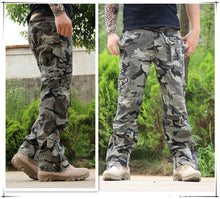 Load image into Gallery viewer, Men&#39;s Cargo Pants Army Military Style Tactical Pants Male Camo Jogger Plus Size Cotton Many Pocket Men Camouflage Black Trousers
